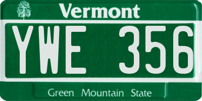 VT license plate YWE356