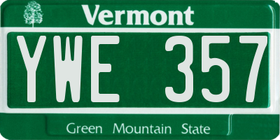 VT license plate YWE357