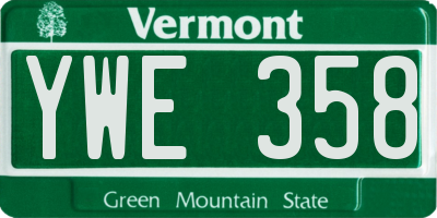 VT license plate YWE358