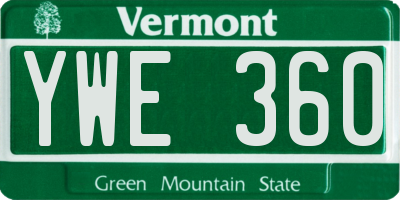 VT license plate YWE360
