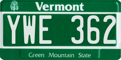 VT license plate YWE362