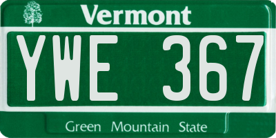 VT license plate YWE367