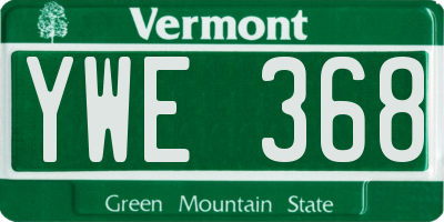 VT license plate YWE368