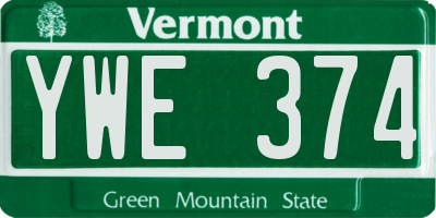 VT license plate YWE374