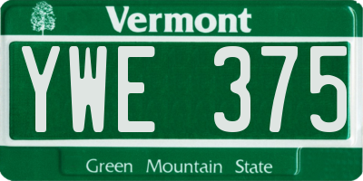VT license plate YWE375