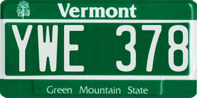 VT license plate YWE378