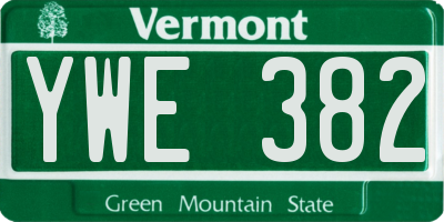 VT license plate YWE382