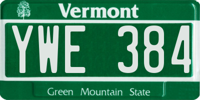 VT license plate YWE384