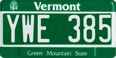 VT license plate YWE385