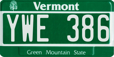 VT license plate YWE386