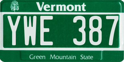 VT license plate YWE387