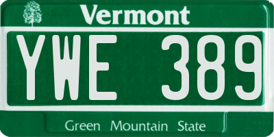 VT license plate YWE389