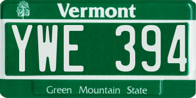VT license plate YWE394