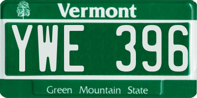 VT license plate YWE396