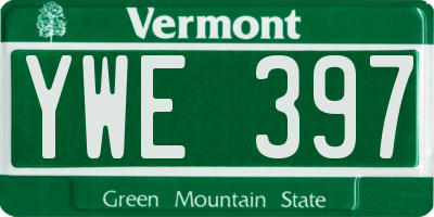 VT license plate YWE397