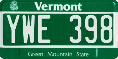 VT license plate YWE398