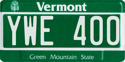 VT license plate YWE400