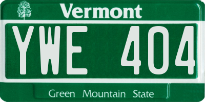 VT license plate YWE404