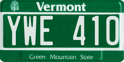 VT license plate YWE410