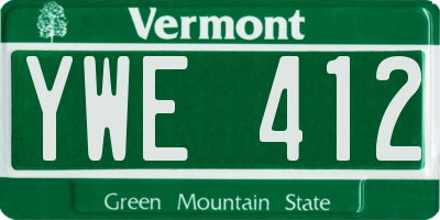 VT license plate YWE412