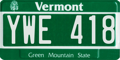 VT license plate YWE418