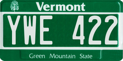 VT license plate YWE422