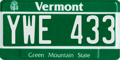 VT license plate YWE433