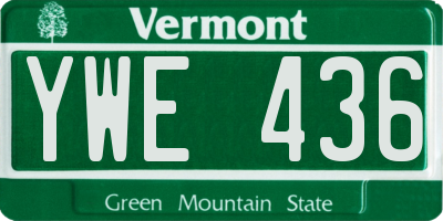 VT license plate YWE436
