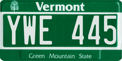 VT license plate YWE445