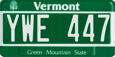 VT license plate YWE447