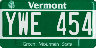 VT license plate YWE454