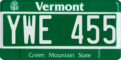 VT license plate YWE455