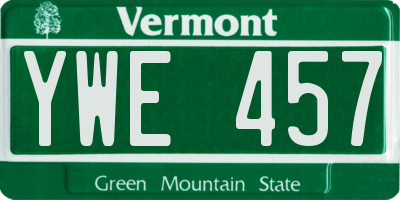 VT license plate YWE457
