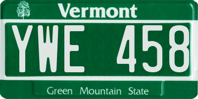 VT license plate YWE458