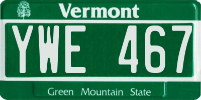 VT license plate YWE467