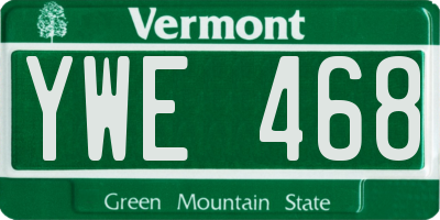 VT license plate YWE468