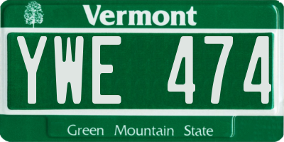 VT license plate YWE474