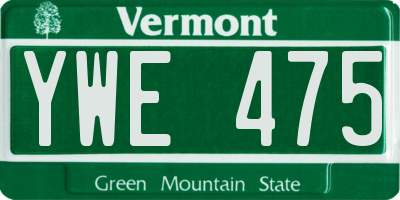 VT license plate YWE475