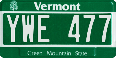 VT license plate YWE477
