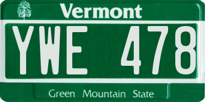 VT license plate YWE478