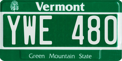 VT license plate YWE480