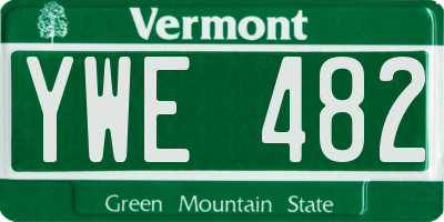 VT license plate YWE482