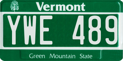 VT license plate YWE489