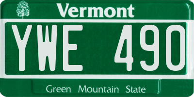 VT license plate YWE490
