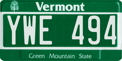 VT license plate YWE494