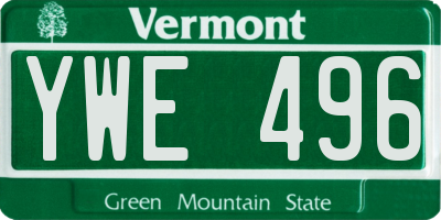 VT license plate YWE496