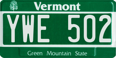 VT license plate YWE502