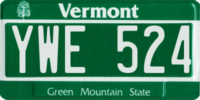 VT license plate YWE524