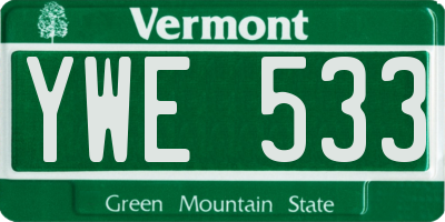 VT license plate YWE533