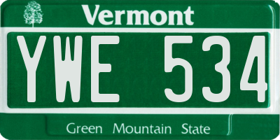 VT license plate YWE534